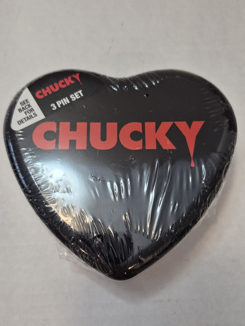 Universal Studios Chucky 3-Pin Collector Set - New Sealed Heart Tin